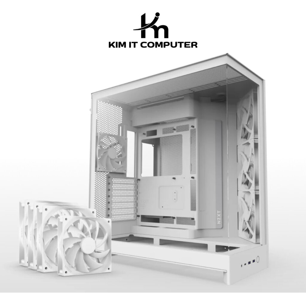 NZXT H9 Flow (2025) White CM-H92FW-01 Large Dual-Chamber Mid-Tower ATX Airflow Case