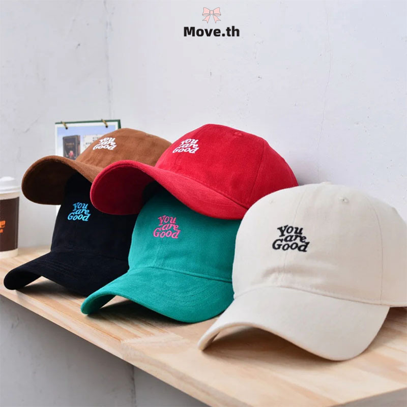 ในไทย-พร้อมส่ง✨เสื้อนุ่ม หมวกเบสบอล ผู้หญิง แฟชั่น หมวกกันแดด อเนกประสงค์ ตัวอักษร ปักลาย หมวกแหลม-Move