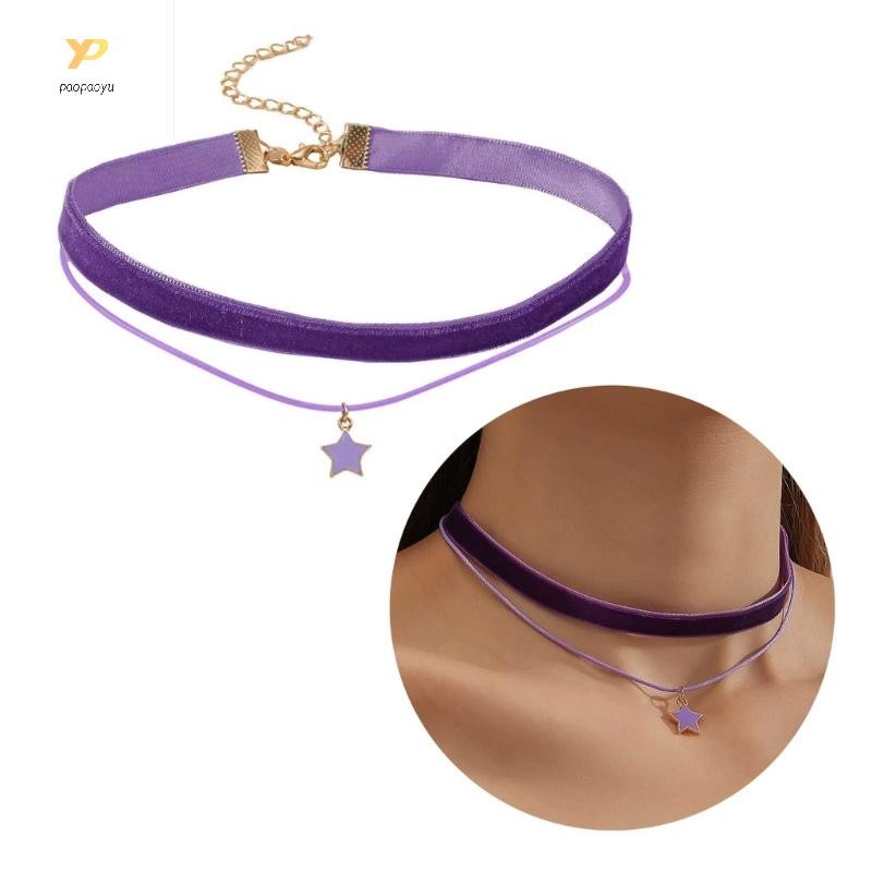 PPY กํามะหยี่ Punk Choker สร้อยคอ.Multi-layer Gothic Style สำหรับผู้หญิง