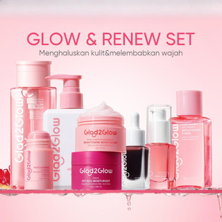 Glad2Glow Bundle 8 In 1 - Glowing - Moisturizer - Scrub Acid Mencerahkan Wajah