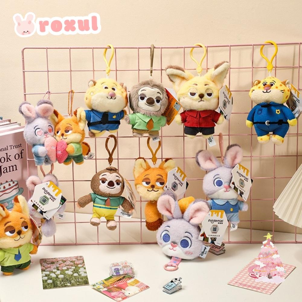 จี้เป้สะพายหลัง ROXUL, ของเล่นตุ๊กตา Zootopia 12 ซม., Judy Hopps Nick Wilde Soft พวงกุญแจของขวัญวันเกิด