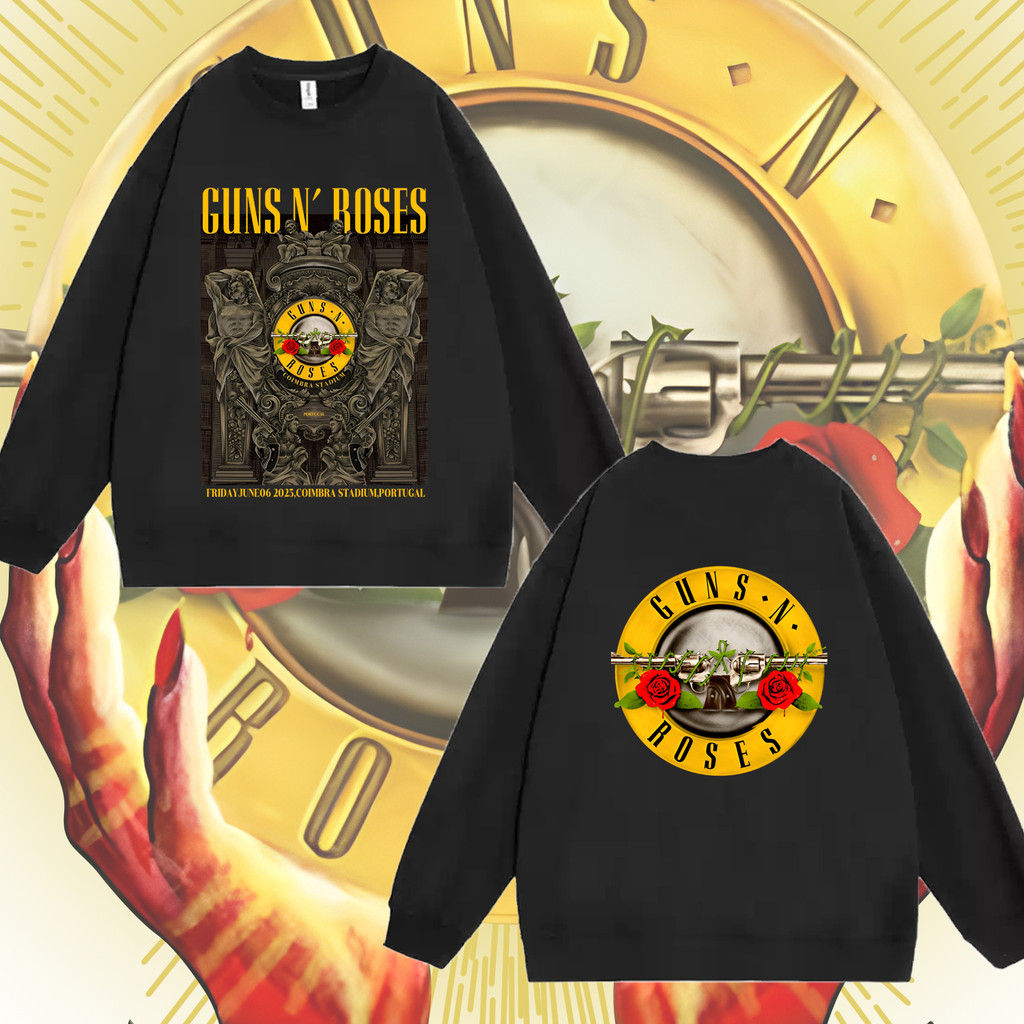 2025 Guns N' Roses เสื้อสเวตเตอร์คอกลมแขนยาววงดนตรีร็อคสำหรับผู้ชาย #3