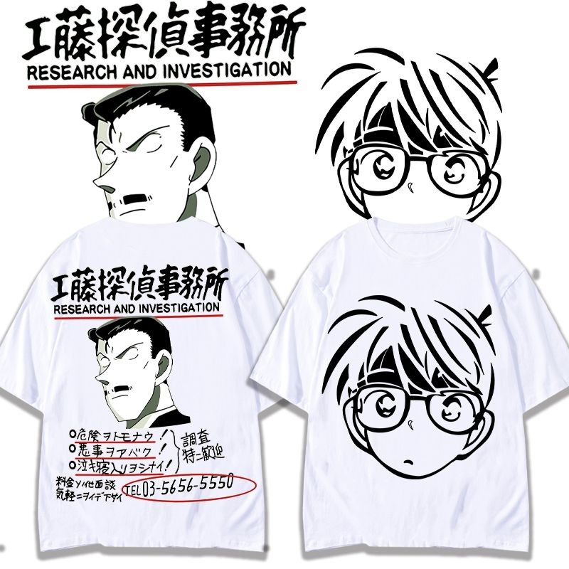 ใหม่ Ran Conan Kudo Shinichi แขนสั้นครึ่งแขนฤดูร้อนเสื้อยืด Unisex นักเรียนสบาย