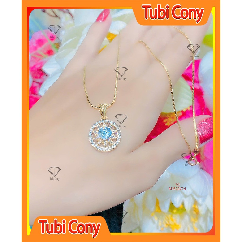 สร้อยคอชุบทองผู้หญิง M1622-70 ทรงสี่เหลี่ยม CZ -Tubicony