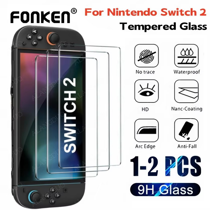 Fonken ป้องกันหน้าจอกระจกนิรภัยโปร่งใส HD Clear Anti-Scratch สําหรับ Nintendo Switch 2
