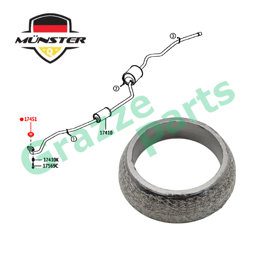 Münster ท่อไอเสียกรวยท่อไอเสียปะเก็น 17451-B0010 สําหรับ Perodua Bezza 1.3 D63 Myvi 1.3 1.5 ใหม่ D20