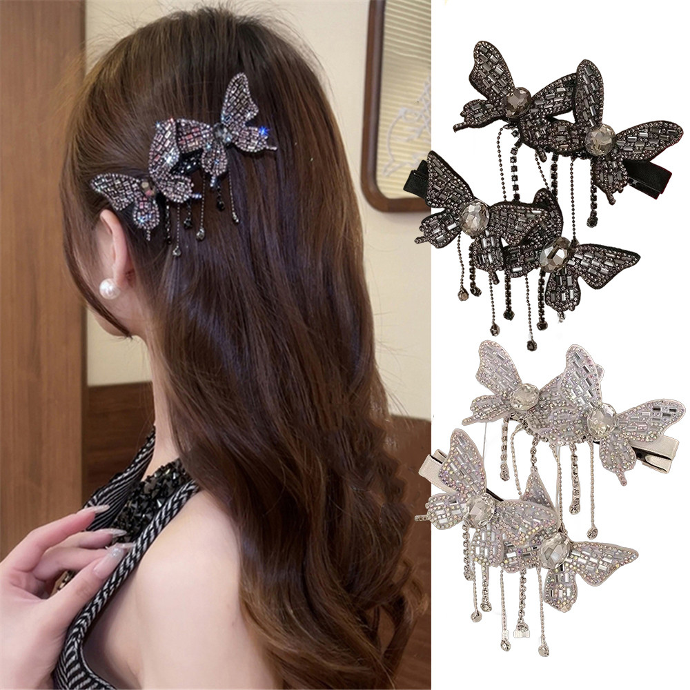 พู่กิ๊บผีเสื้อ พลอยเทียม สไตล์เกาหลี เหมาะสำหรับผมม้าและผมหางม้า