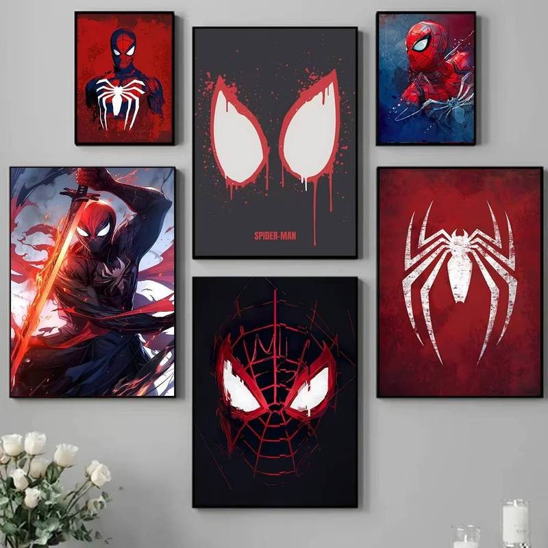 โปสเตอร์ศิลปะผนังอะนิเมะ ประหลาดใจ, ภาพวาดผ้าใบสไปเดอร์แมนซูเปอร์ฮีโร่, ตกแต่งภายในห้องนั่งเล่น, วอลล์เปเปอร์, โปสเตอร์ของขวัญ