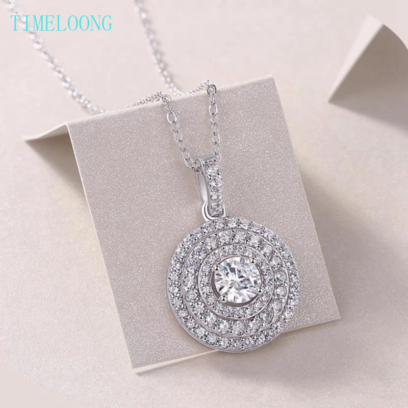 Pass Test 3EX VVS1 D จริง Moissanite Diamond อัญมณีจี้สร้อยคอเงิน sterling 925 Fine รอบตัด 5 MM