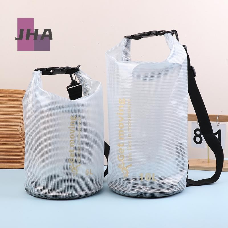 [JHA] กระเป๋าแพ็คถุงตาข่าย PVC กันน้ำ ขนาด 2L/5L/10L พกพาได้ เหมาะสำหรับการว่ายน้ำ ล่องแก่ง และตั้งแคมป์