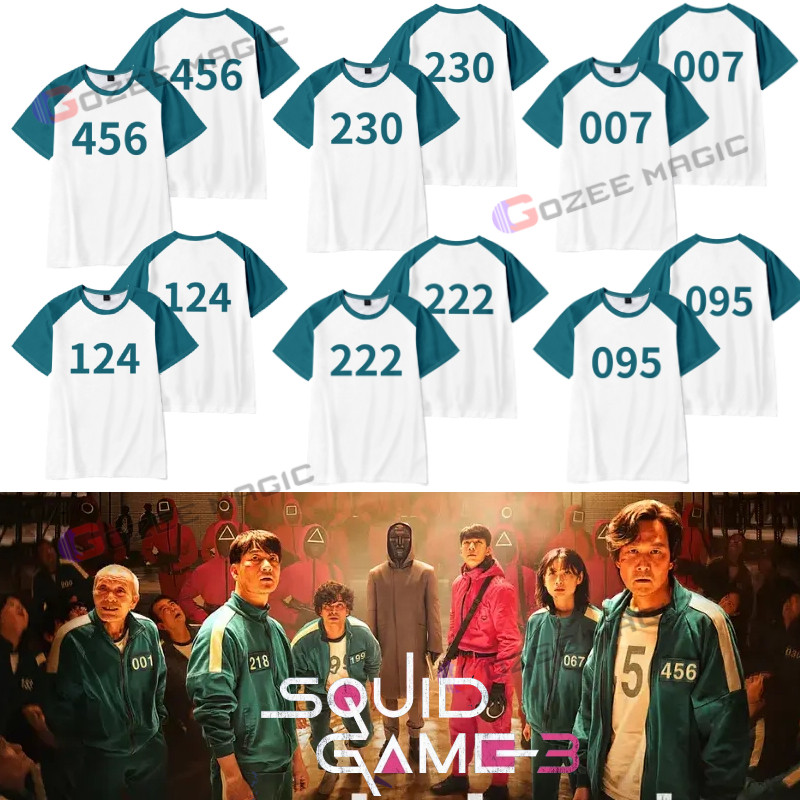 Men & Women เกมปลาหมึกฤดูกาล 3 เสื้อยืด Top Netflix Seong Gi-hun คอสเพลย์เครื่องแต่งกายปาร์ตี้ฮาโลวี