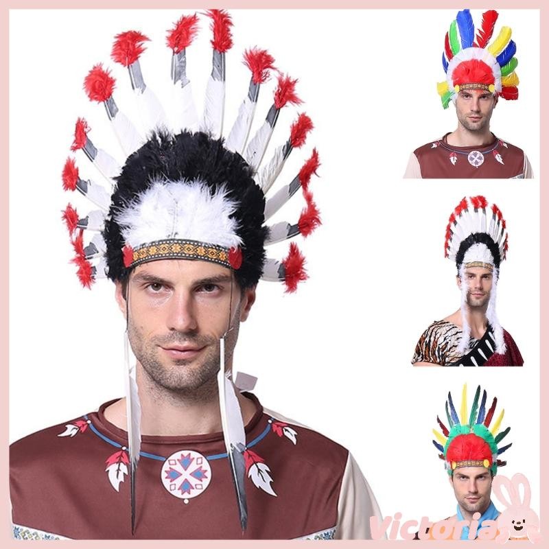 Native American Chief Headdress Indian Costume Feather Hair Dress Headpiece