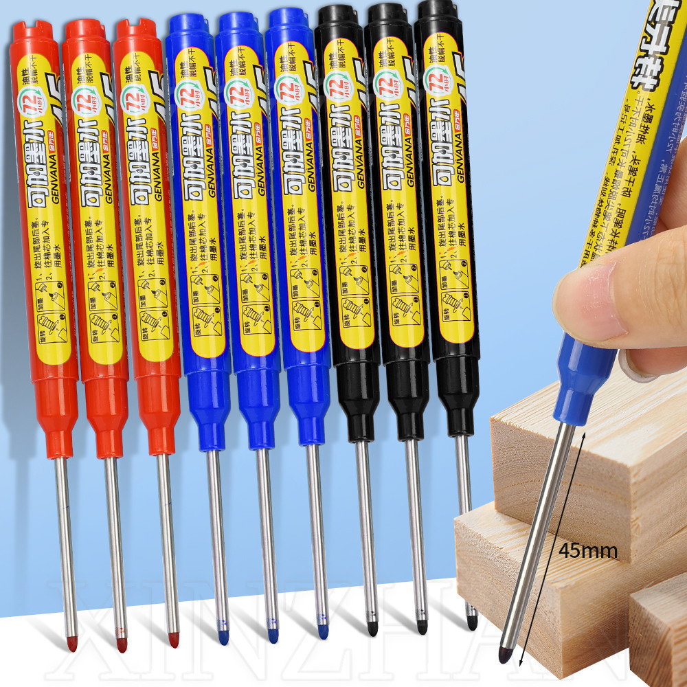 ร้านไทยอุปกรณ์เครื่องเขียนอเนกประสงค์-สําหรับงานไม้ศิลปะการตกแต่ง-ปากกามาร์กเกอร์หมึกสีแดง/ดํา/น้ําเงิน-หัวยาวรูลึก45มม