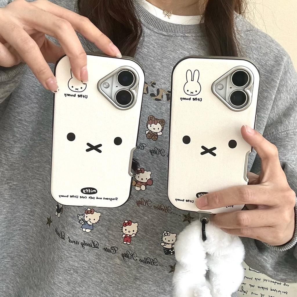 Veneering Miffy กระต่ายตุ๊กตาเชือกชุบ TPU สําหรับ Apple IPhone 17 16 15 14 13 Pro Max เคสกันกระแทก