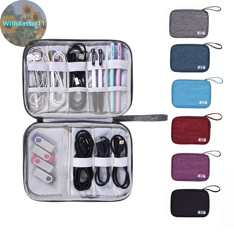 Better 1 PC สีดําสีเขียวกระเป๋าเก็บอุปกรณ์เสริมอิเล็กทรอนิกส์แบบพกพา Usb Data Cable Charger Plug Travel กันน้ํา Organizer TH