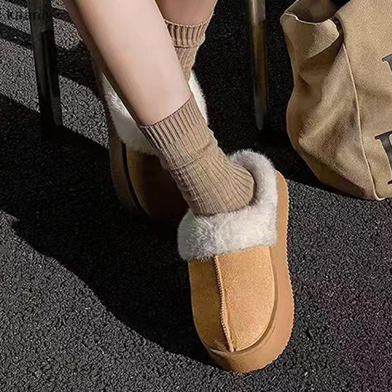 [KAN] รองเท้าบูทหิมะเพิ่มความสูงกํามะหยี่หนาด้านล่างสําหรับผู้หญิง FXH