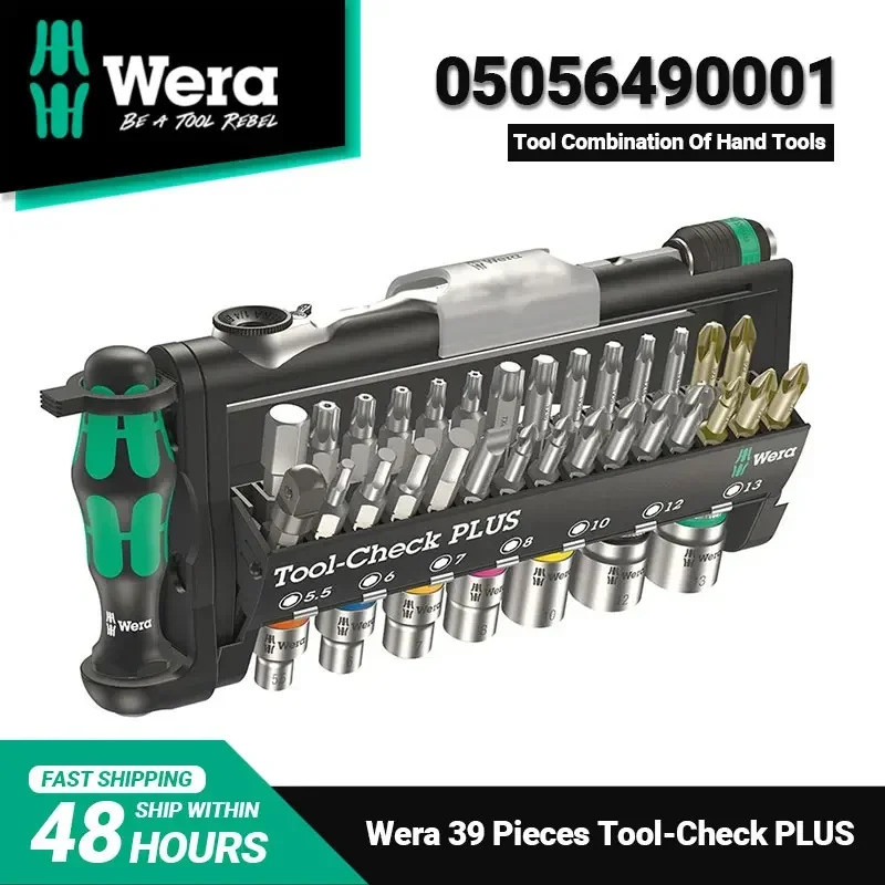 Wera 05056490001 39 ชิ้นเครื่องมือ-ตรวจสอบ Plus Slotted Ratcheting ไขควง 1/4 "หัว 27 RA เมตริกซ็อกเก็ตเครื่องมือสะดวก