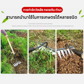 10ปีไม่พัง!คราด คราดเหล็ก คราดหญ้า คราดถากหญ้า 7ฟัน คาดหญ้า คาดหญ้าเหล็ก คราด อุปกรณ์ทำสวน คราดมีด้าม ใช้ขุดดินขุ่นถางหญ