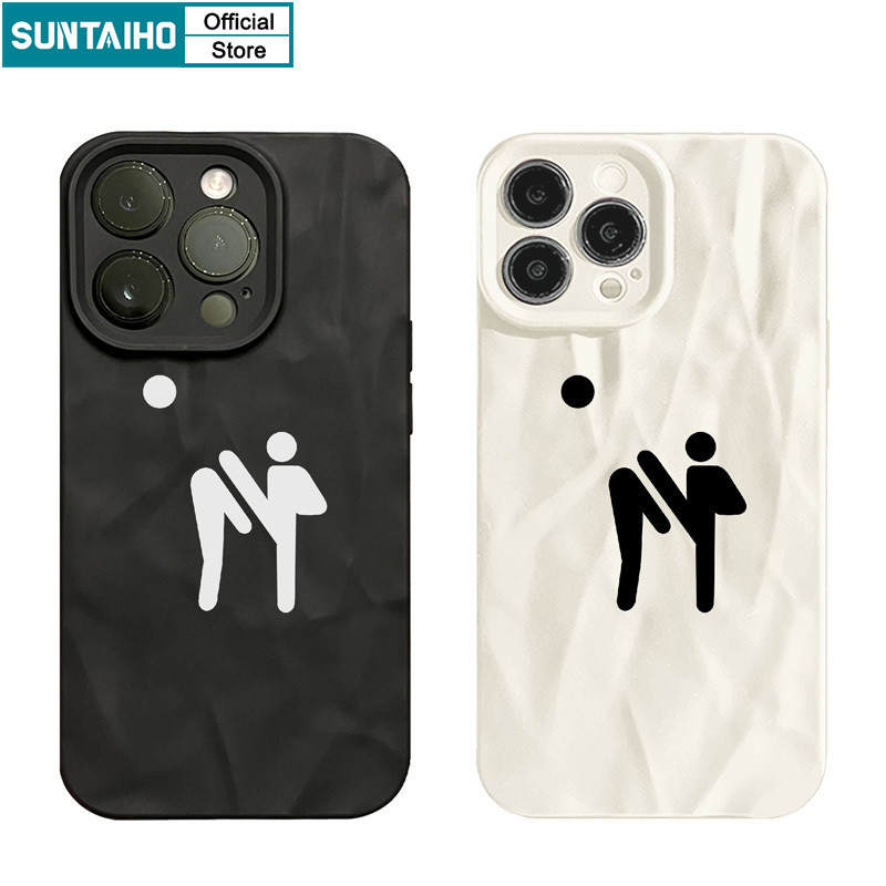 Suntaiho Simple ตลกปลอก Human Graffiti รูปแบบเคสโทรศัพท์สําหรับ Iphone 16 15 14 13 12 11 Pro Max IP 7 8 Plus Iphon X Xs XR Xs Max Silicon Soft Premium กันกระแทกปกหลัง