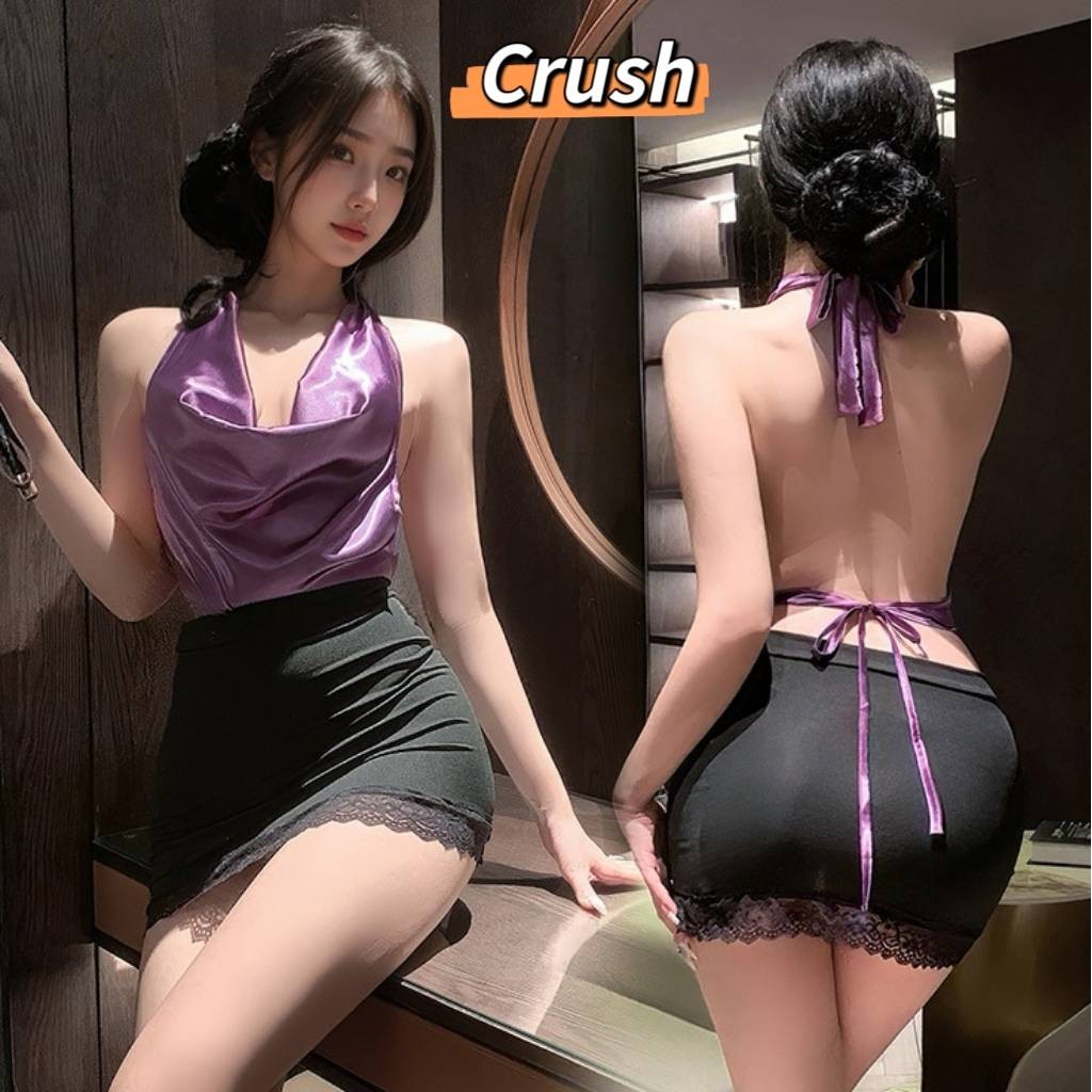 Crush💘 ขุดคอสเพลย์เลขา คล้องคอ+กระโปรง เปิดหลัง เรียบหรู 🛒พร้อมส่งจากไทย (P78)