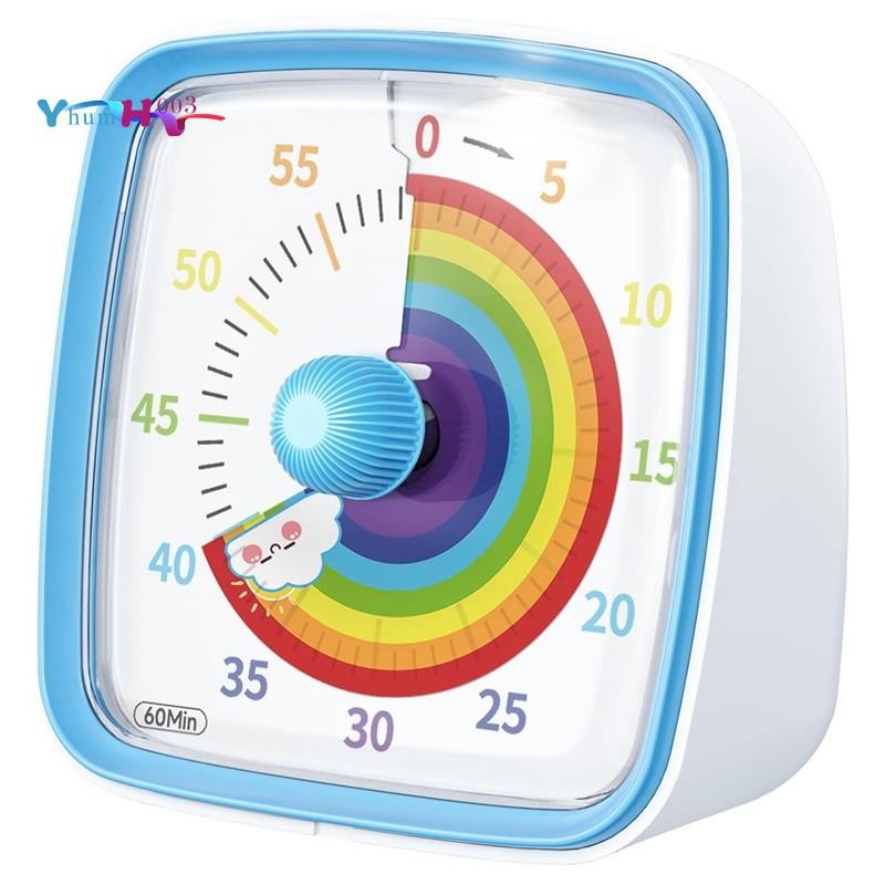 [yhumh003]60-Minute Visual Timer พร้อมไฟกลางคืน, Timer,Pomodoro Timer ลายสายรุ้งสําหรับเด็กและผู้ใหญ