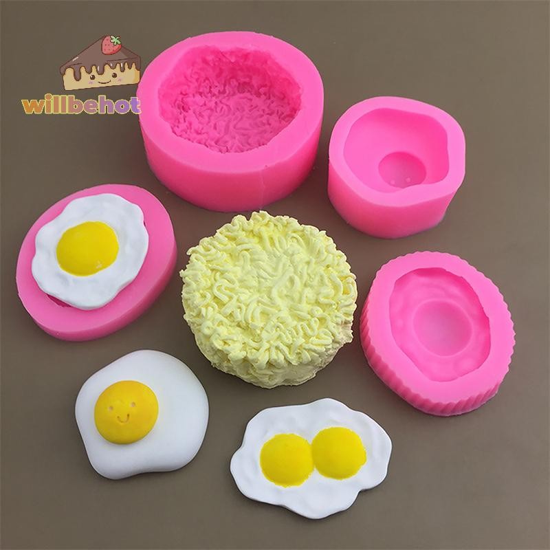 [WillbehotT] 3dจําลองบะหมี่กึ่งสําเร็จรูปไข่แม่พิมพ์ซิลิโคนdiyอาหารไข่ลวกน้ํามันหอมระเหยพลาสเตอร์บล็อกน้ําแข็งสบู่อบแม่พิมพ์ [ใหม่]