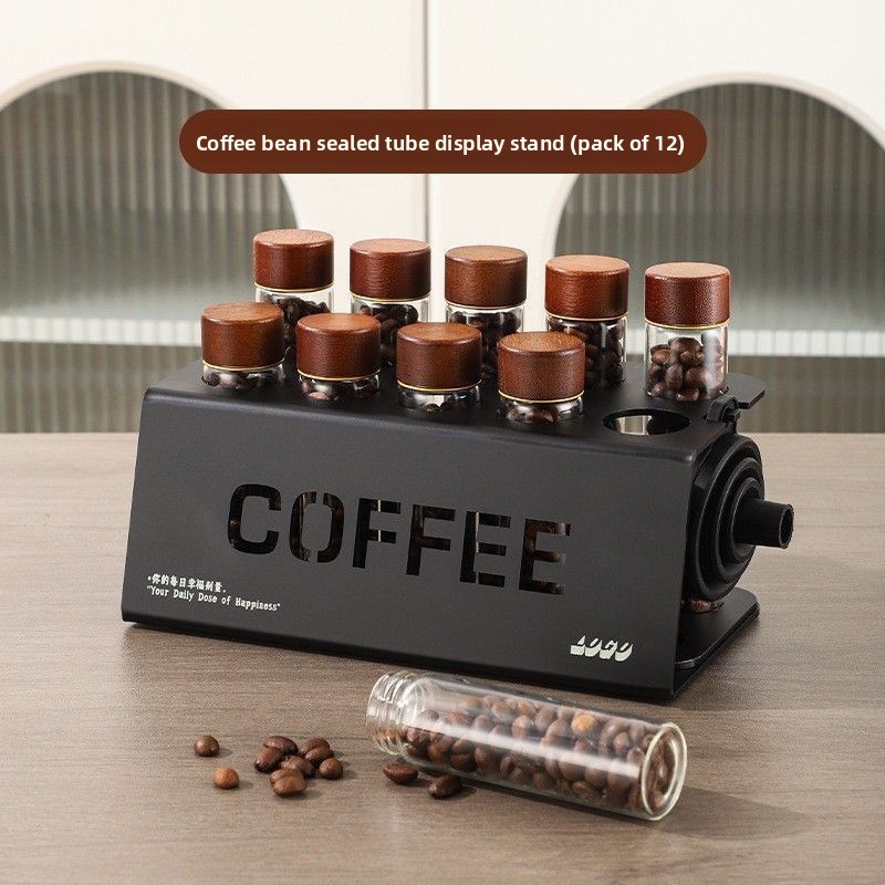 เมล็ดกาแฟภาชนะเก็บหลอดชั้นวางจอแสดงผลขวดชาแก้วเดี่ยวโดสอุปกรณ์เสริมเอสเปรสโซชุดเครื่องต้มกาแฟเครื่องมือบาริสต้าของขวัญ