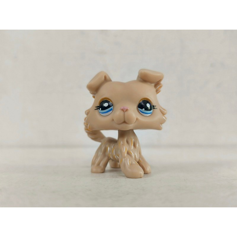 LPS รูปสุนัข Collie สีเหลืองตาสีฟ้า #1194 Littlest Pet Shop ของเล่น