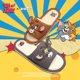 Xixtiao น่ารัก Tom Jerry รองเท้าแตะผ้าฝ้ายลินิน สำหรับฤดูใบไม้ผลิและฤดูร้อน ผู้ชายและผู้หญิง