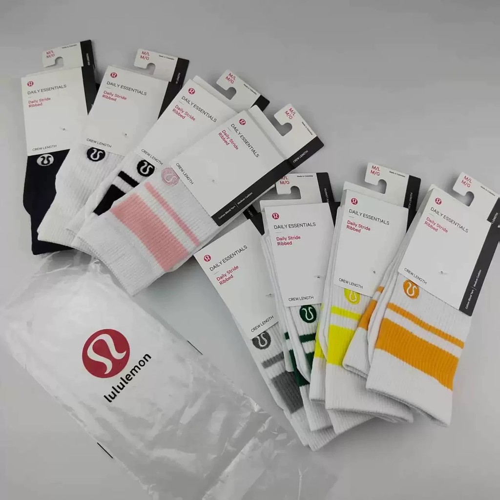 ถุงเท้าลูลูสำหรับผู้ชายและผู้หญิง เหมาะสำหรับพิลาทิสและโยคะ ถุงน่องกีฬา ALL-MATCH ทำจากผ้าฝ้ายสวมได้นอกบ้าน