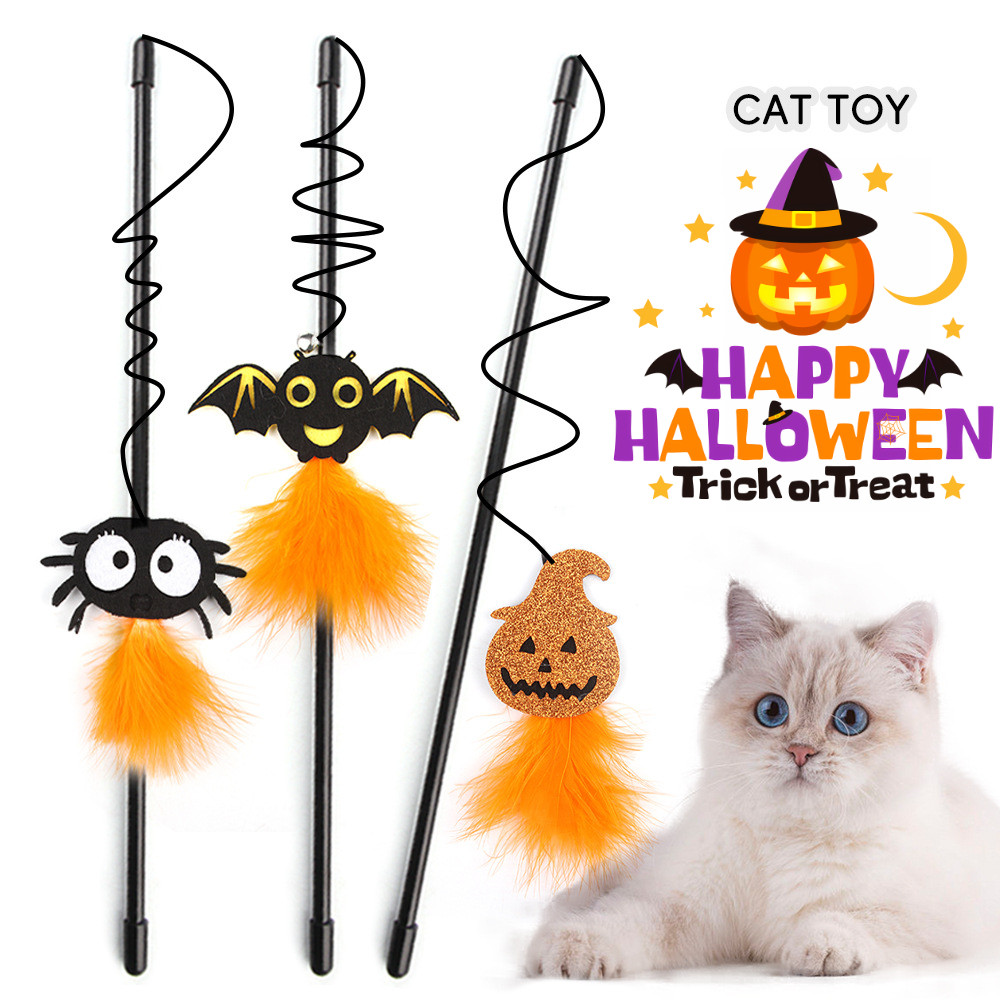 Interactive ของเล่นแมว Kawaii Little Devil Plush พู่ Bell Cat Stick ToysFunny ลูกแมวเล่น Teaser Ribbon Wand ของเล่นแมวอุปกรณ์