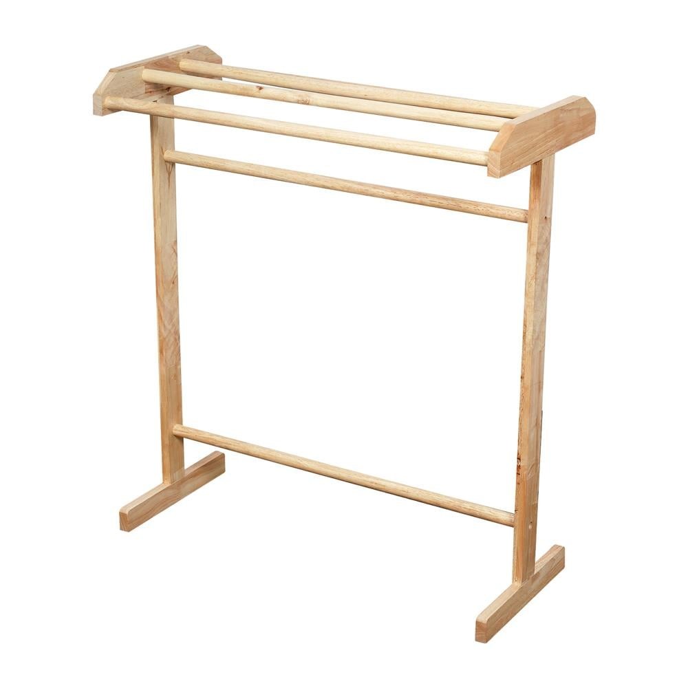 ราวพาดผ้าไม้ยางพารา 4 เส้น Y.K.S. 75x30x89 ซม. สีเนเชอรัล