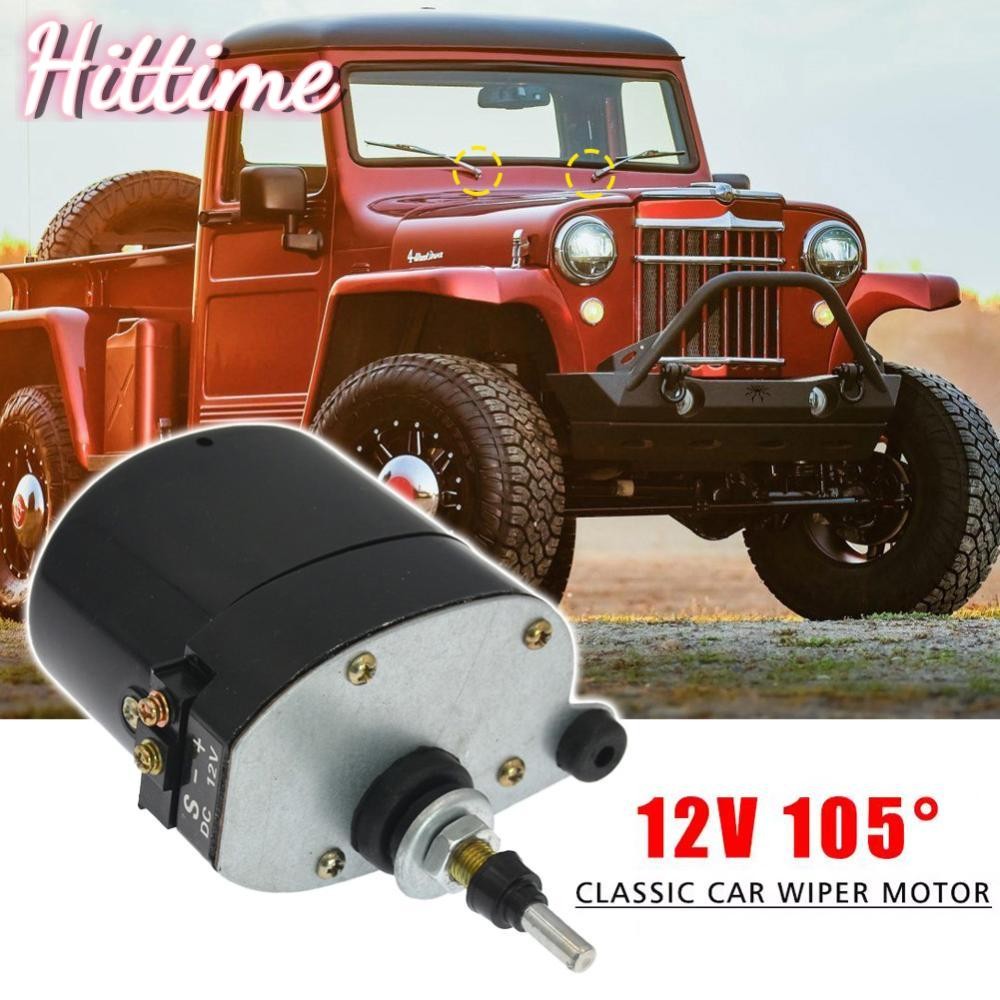 Hittime Universal 12V มอเตอร์ปัดน้ําฝนกระจกรถยนต์หรือแขนพร้อมใบมีด 01287358 7731000001 0390506510 เหมาะสําหรับรถแทรกเตอร์ Willis Jeep P2S2