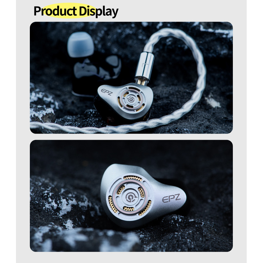 Epz P50 1DD+2BA+2Planar Hybrid Drivers HiFi IEM 3.5/4.4 L-Shaped เปลี่ยนปลั๊ก 6N คริสตัลทองแดง Silver-Plated สาย