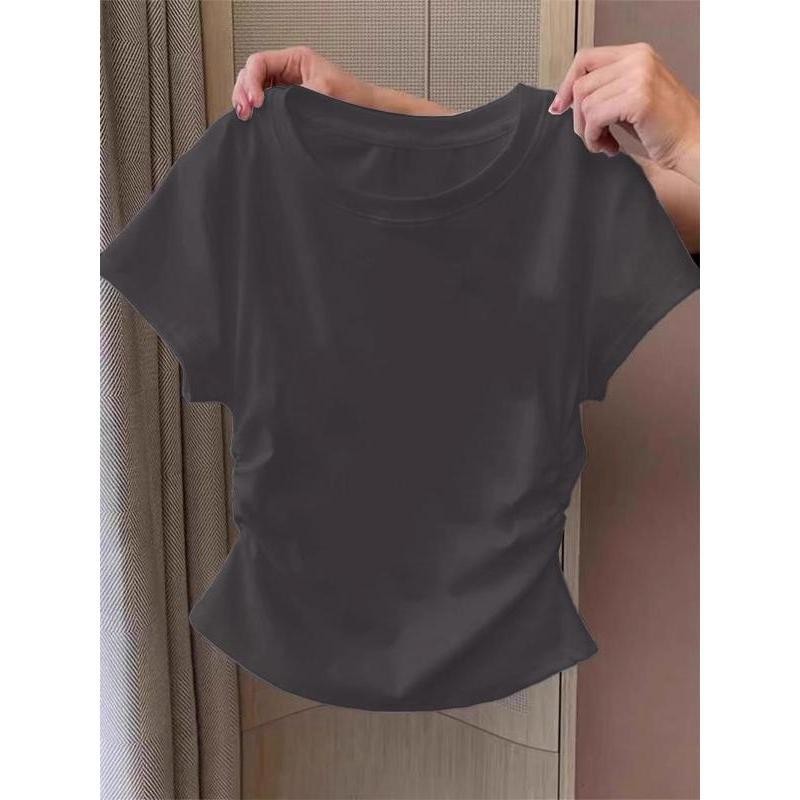 [ส่งตรงจากกรุงเทพ] เสื้อยืดแขนสั้น เอวจั้ม เสื้อเอวจั้ม เสื้อยืดผู้หญิง ลายสกรีน เสื้อยืดได้เยอะมาก ผ้าไม่หนา ใส่สบาย - รูปที่ 6