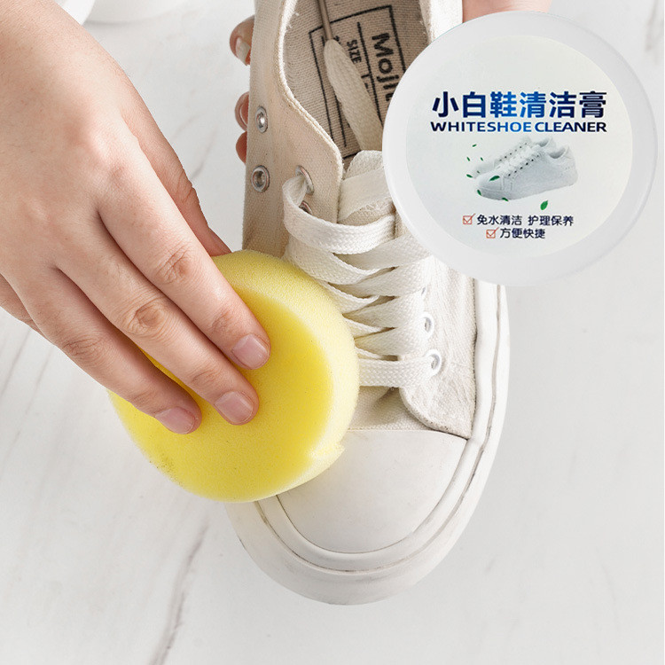 ครีมขัดรองเท้าขาว  กรัม ขัดกระเป๋า ขัดเครื่องหนัง WHITE SHOE CLEANER  พร้อมฟองน้ำสำหรับขัด