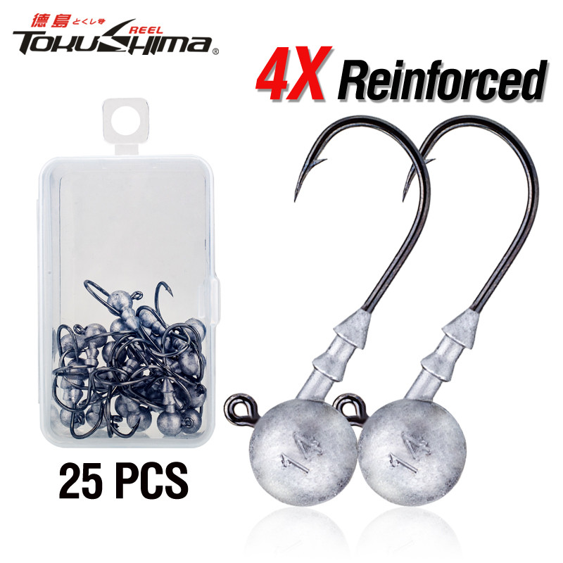 4x ตะกั่ว Jig Head Hook 25PCS Sharp Fishhook พร้อม Barb 2.5g 3.5g 5g 7g 10g 14g 
