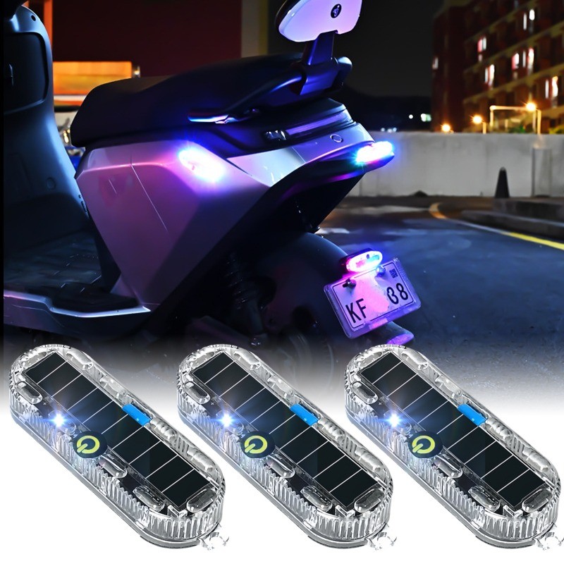 ไฟท้ายแฟลชติดตั้งรถจักรยานยนต์พลังงานแสงอาทิตย์ที่สะดวก-จักรยานไฟฟ้าป้องกันการฉีกขาดกลางคืนเตือนความปลอดภัยโคมไฟ