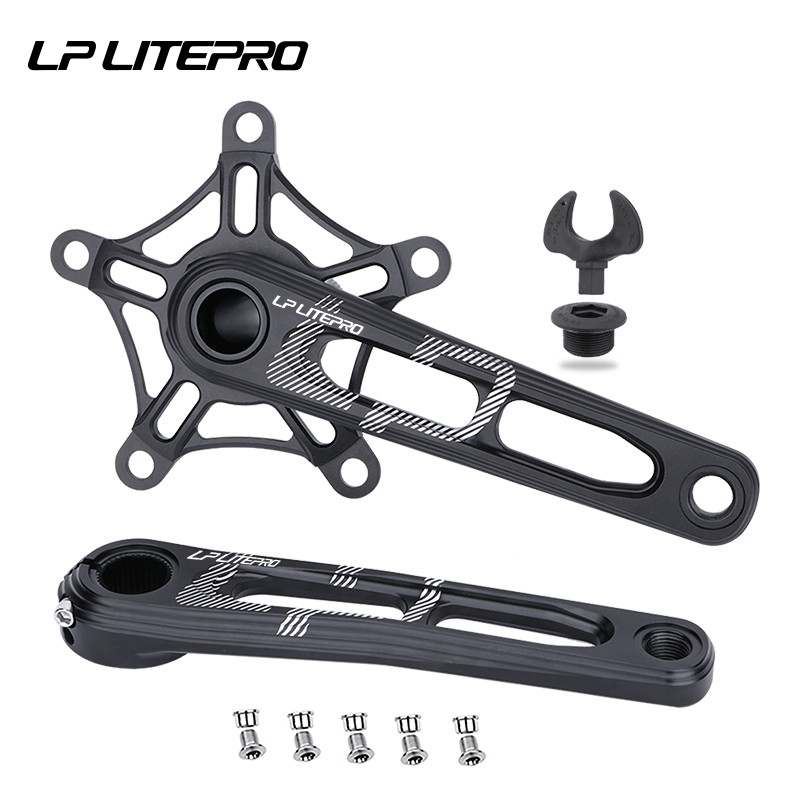 Litepro อลูมิเนียมพับจักรยาน Crank 170 มม.โซ่เดี่ยว 130BCD จักรยาน Chainwheel Crankset CNC Hollow