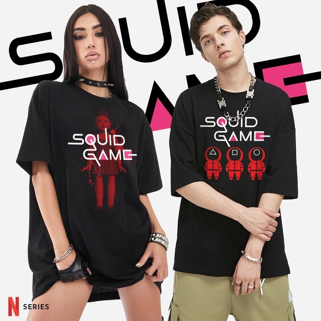 Squid Game ซีรีส์เก ไซส์ใหญ่ S-5XL คอกลม แฟชั่น สไตล์หนาๆ S-5XL UNISEX