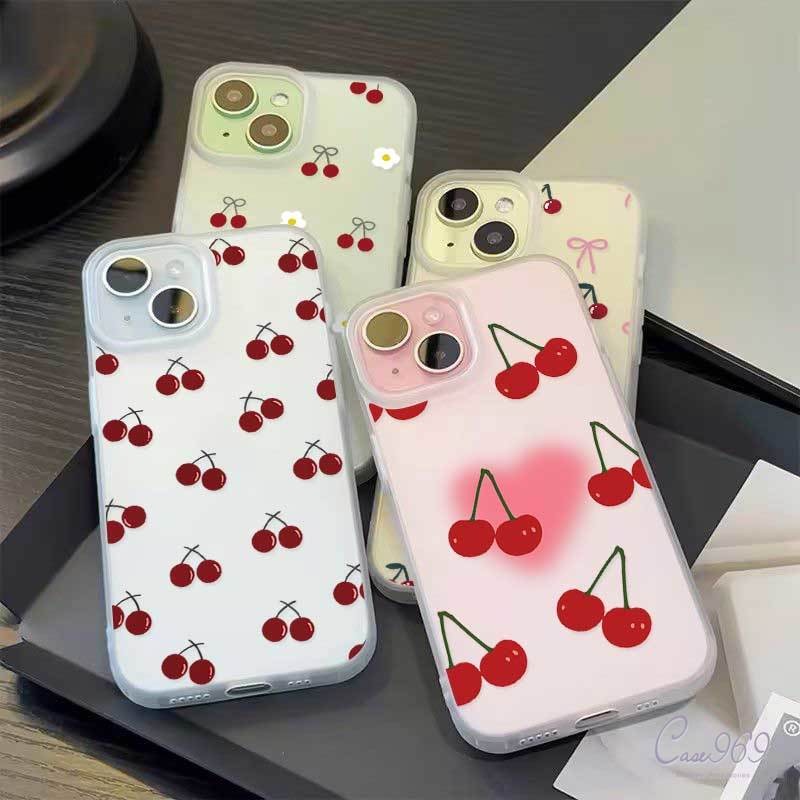 เชอร์รี่สดและหวาน เคสไอโฟน IPhone 11 15 14 12 13 16 Pro Max 7 8 Plus 16 15 14 Plus X XR XS Max SE 2020 โปร่งใส TPU เคส