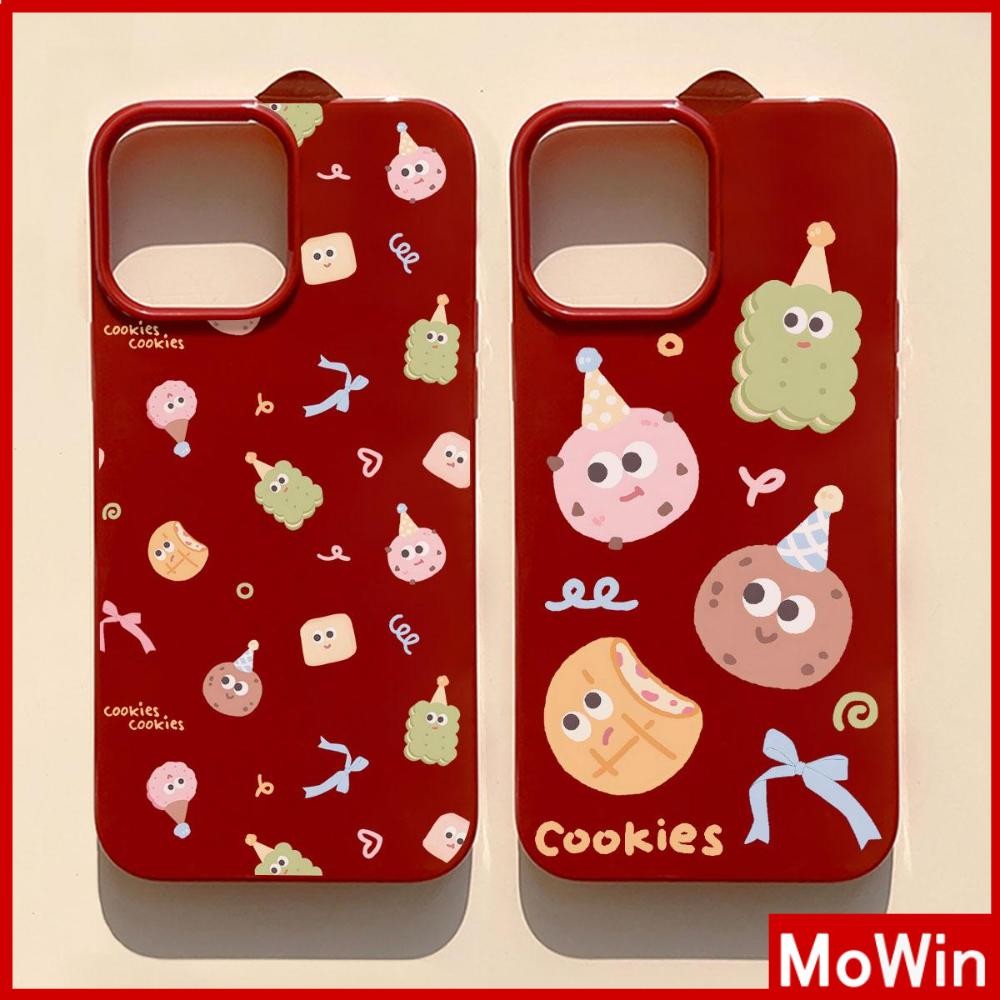 Mowin - เคส iPhone 16 Pro max สีแดง เคส TPU นิ่มเงา กันกระแทก ป้องกันกล้อง คุกกี้ตัวน้อยน่ารัก Compatible With iPhone15 14 13 12 Pro Max 11 XR XS Max 7 8Plus