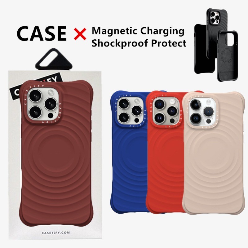 CaseTF Ripple กรณีคุณภาพสูงแม่เหล็กเคสโทรศัพท์พร้อมกล่องสําหรับ IPhone 13 14 15 16 Pro Max 16 PLUS สีสัน Wave ซิลิโคน Matte Anti ลายนิ้วมือกันกระแทก
