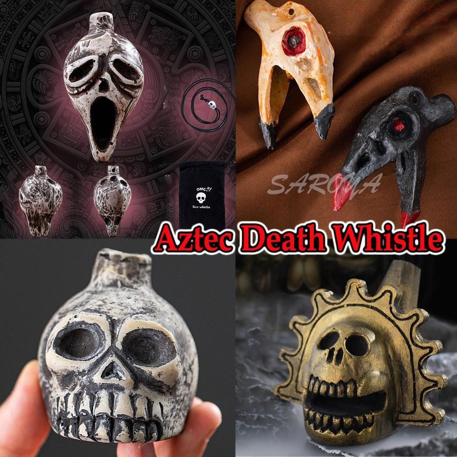 Aztec Death Whistle Skull Retro Aztec Death Halloween Loudest Whistle | Aztec นกหวีดตาย huebetymy