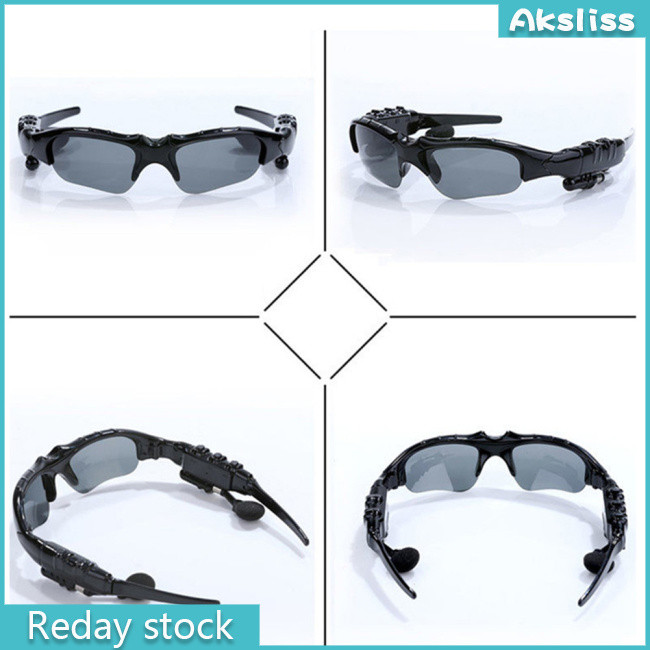 Aks แว่นตาที่รองรับบลูทูธหูฟังไร้สายสเตอริโอพร้อมไมโครโฟนแว่นกันแดดโพลาไรซ์หูฟังตัดเสียงรบกวน