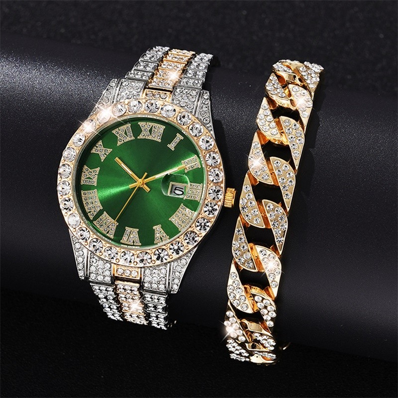 Hip Hop นาฬิกาสไตล์สําหรับชาย Iced-Out เลียนแบบเพชรโรมัน Scale แฟชั่นเครื่องประดับหรูหราแนวโน้ม Saviour 9 สีสําหรับคริสต์มาสของขวัญ