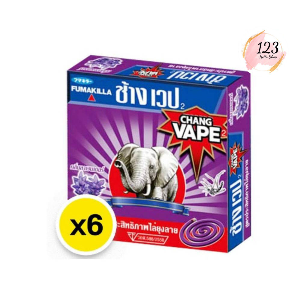 📍 (6กล่อง/แพ็ค) Chang Vape Mosquito Repellent ช้างเวป ยาจุดกันยุง กลิ่นลาเวนเดอร์ ✨