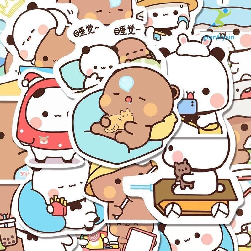 [DI] 65 ชิ้น Bubu และ Dudu สติกเกอร์หมีน่ารักคู่ DIY ของเล่น Doodles Decal เคสโทรศัพท์สมุดภาพตกแต่งกันน้ํา TH
