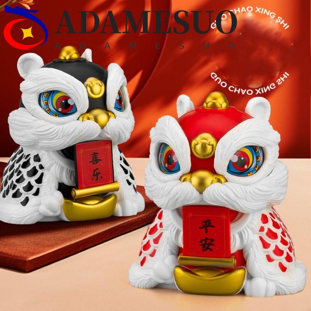 Adamesuo มังกรเต้นรํา Lion ของเล่น,ดึงดูดความมั่งคั่งด้วยเชือกรูปปั้นสิงโตรูปของเล่น,รุ่นตุ๊กตาสไตล์จีน DIY หัตถกรรมพลาสติกปีใหม่ของเล่นเด็กเด็กผู้หญิง
