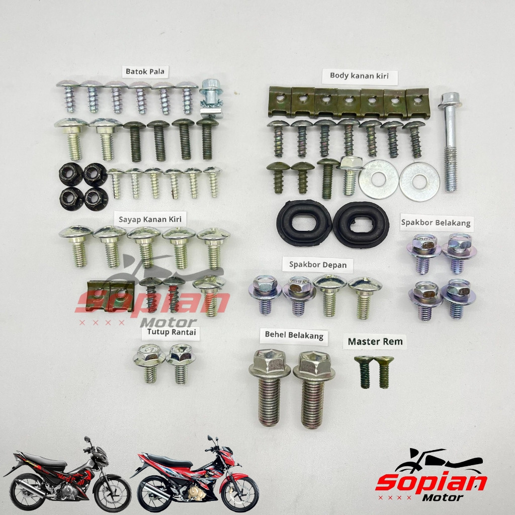 Satria Fu 150 ชุดสลักเกลียว / Suzuki Satria Fu 150 สลักเกลียวเต็มตัว